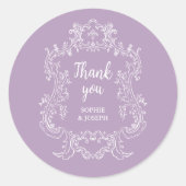 Koninklijke Lavendel | Trouw Vintage Barokke Frame Ronde Sticker (Voorkant)