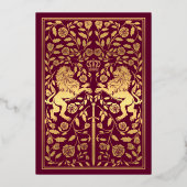 Koninklijke Leeuw Middeleeuwse Trouw  Folie Uitnodiging (Achterkant)