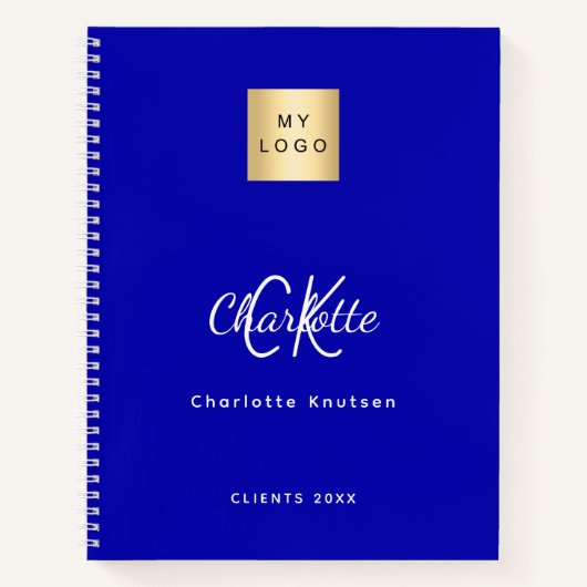 Koninklijke logo van blauwe monogram notitieboek (Voorkant)