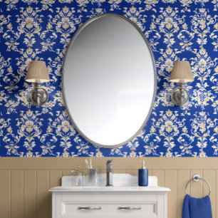 Koninklijke Majesteit – Kobalt Blauw, Goud, Wit –  Behang