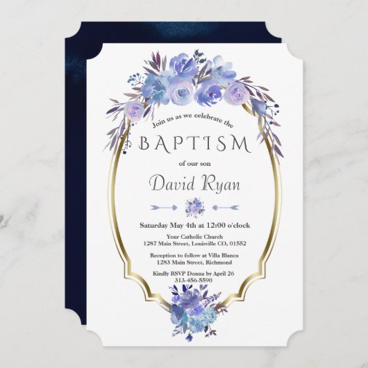 Koninklijke Marine Blauw Goud Blauw Bloemstuk Jong Kaart (Voorkant / Achterkant)