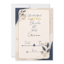 Koninklijke Marine Blauw & Goud Trouw Uitnodigings