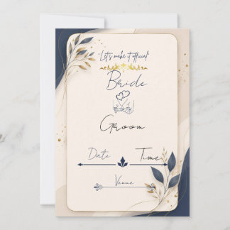 Koninklijke Marine Blauw & Goud Trouw Uitnodigings Kaart