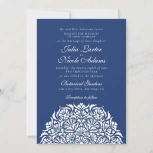 Koninklijke Marine Blauw Whimsical Bloemrijke Mand Kaart