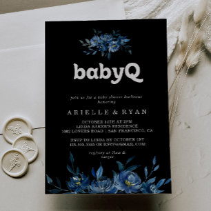 Koninklijke Marine Blauwe Bloemige BabyQ Baby Show Kaart