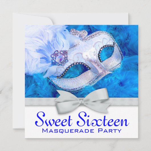 Koninklijke Marine Blauwe Maskerade Feest Uitnodig Kaart (Voorkant)