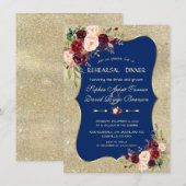 Koninklijke Marine Blush Bloem Goud Oefenavondeten Kaart (Voorkant / Achterkant)