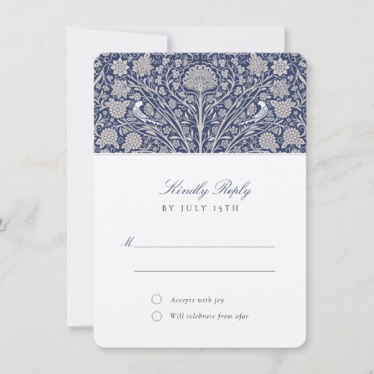 Koninklijke Marine en Crème RSVP Trouwdag Kaart (Voorkant)