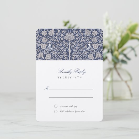 Koninklijke Marine en Crème RSVP Trouwdag Kaart (Staand voorkant)