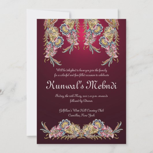 Koninklijke Mehndi Uitnodiging (Voorkant)
