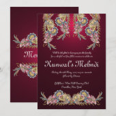 Koninklijke Mehndi Uitnodiging (Voorkant / Achterkant)