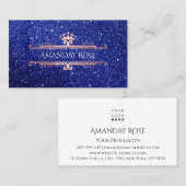 Koninklijke Merknaam Roos White Blue Navy Glitter Visitekaartje (Voorkant / Achterkant)
