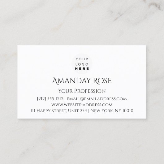 Koninklijke Merknaam Roos White Blue Navy Glitter Visitekaartje (Achterkant)