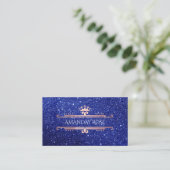 Koninklijke Merknaam Roos White Blue Navy Glitter Visitekaartje (Staand voorkant)