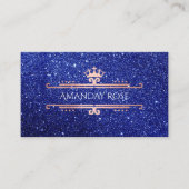 Koninklijke Merknaam Roos White Blue Navy Glitter Visitekaartje (Voorkant)