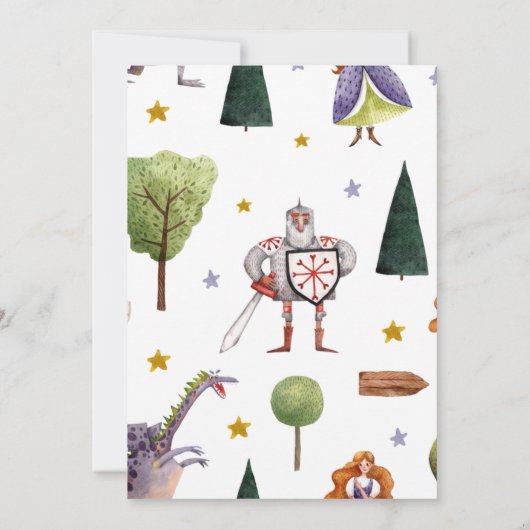 Koninklijke Middeleeuwse Jongens Verjaardag Ridder Kaart (Achterkant)