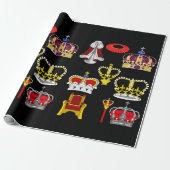 Koninklijke Mode van Koning en Koningin Crowns Cadeaupapier (Uitgerold)
