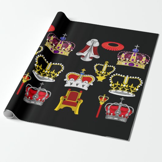 Koninklijke Mode van Koning en Koningin Crowns Cadeaupapier (Uitgerold)