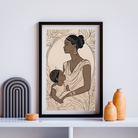 Koninklijke Moeder en Dochter Lijnkunst Poster