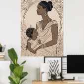 Koninklijke Moeder en Dochter Lijnkunst Poster (Thuiskantoor)