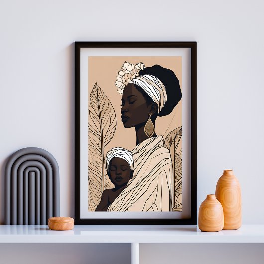 Koninklijke Moeder & Kind Afrocentrische Kunst Poster
