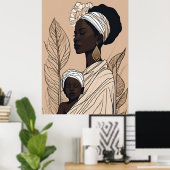 Koninklijke Moeder & Kind Afrocentrische Kunst Poster (Thuiskantoor)