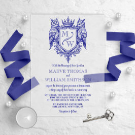 Koninklijke Monogram Trouwuitnodiging met Uilswape Acryl Uitnodigingen