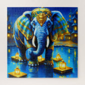koninklijke olifant in blauw legpuzzel (Verticaal)