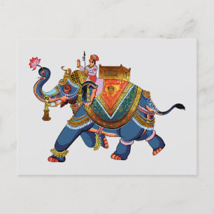 Koninklijke Olifant Reis: Indiase Folkloristische  Briefkaart