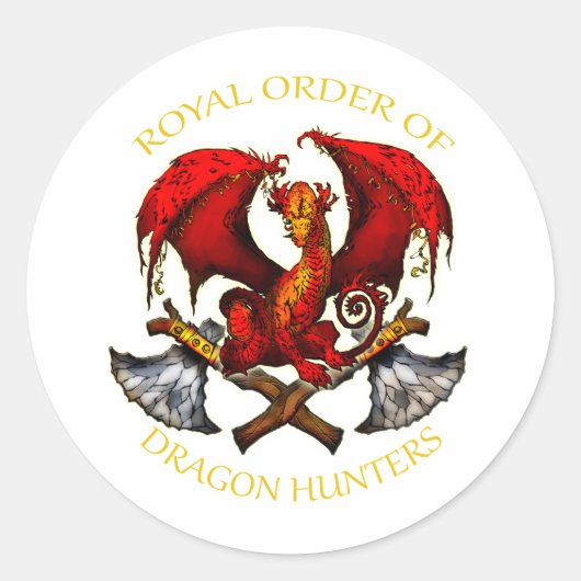 Koninklijke Orde van Drakenjagers Ronde Sticker (Voorkant)