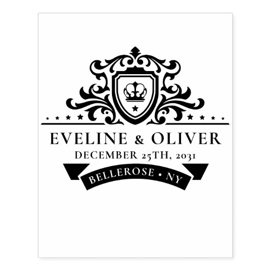 Koninklijke ornament bruiloft logo rubberstempel (Afrduk)