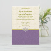 Koninklijke paars- en goudbruidskaart kaart (Staand voorkant)