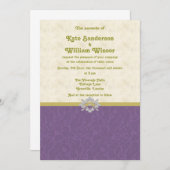 Koninklijke paars- en goudbruidskaart kaart (Voorkant / Achterkant)