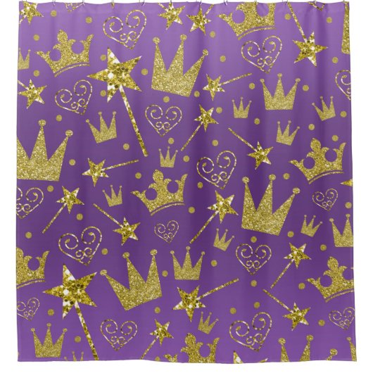 Koninklijke Paars en gouden meisjes Princess Douchegordijn (Voorkant)
