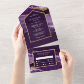 Koninklijke Paars en goudmakerij All In One Uitnodiging (Afscheurbaar)