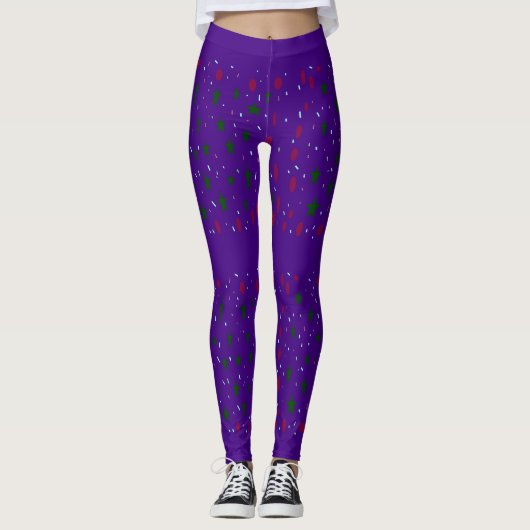 Koninklijke paars met patronen leggings (Voorkant)
