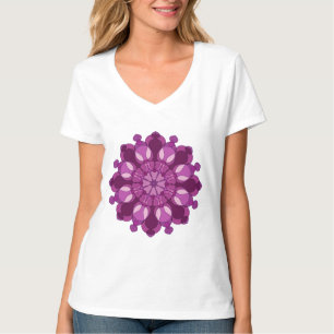 Koninklijke Paarse Bloem Mandala T-shirt