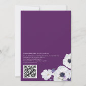 Koninklijke Paarse Bloemen Frame QR Code Bruiloft Kaart (Achterkant)