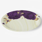 koninklijke paarse bloemen goudblad marmer papieren bordje (Gekanteld)