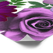 Koninklijke Paarse Bruiloftsborrel met Bloemen Poster (Hoek)