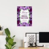 Koninklijke Paarse Bruiloftsborrel met Bloemen Poster (Thuiskantoor)