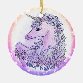 Koninklijke Paarse Eenhoorn Keramisch Ornament