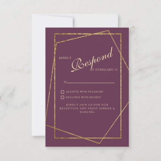 Koninklijke Paarse Elegant Weddenschap RSVP (Voorkant)