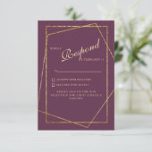 Koninklijke Paarse Elegant Weddenschap RSVP (Staand voorkant)