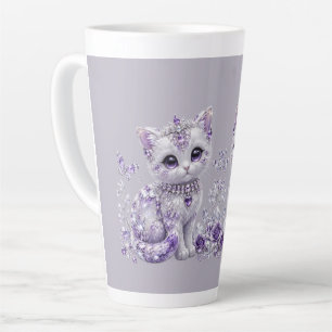 Koninklijke Paarse Gejuwelen Kitten Fantasie Latte Mok
