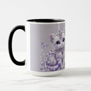 Koninklijke Paarse Gejuwelen Kitten Fantasie Mok