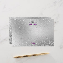 Koninklijke Paarse Glitter Eyes Matching Stationer Briefpapier