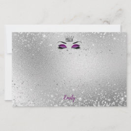 Koninklijke Paarse Glitter Eyes Matching Stationer Briefpapier