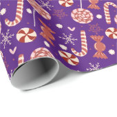 Koninklijke paarse kerstsnoepjes en geschenk cadeaupapier (Rol Hoek)