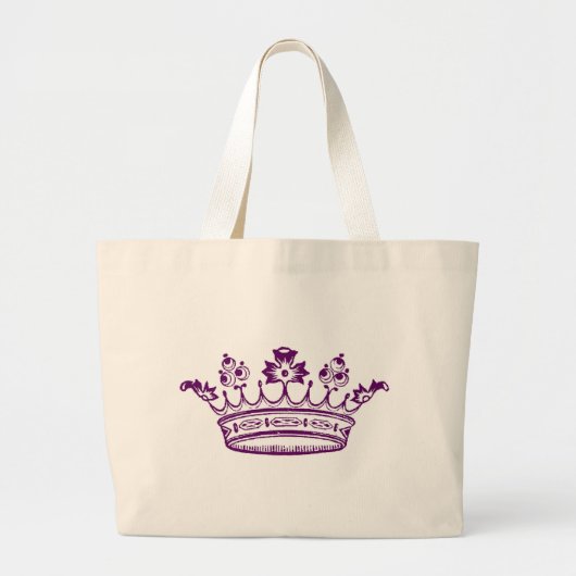 Koninklijke Paarse Kroon Grote Tote Bag (Voorkant)